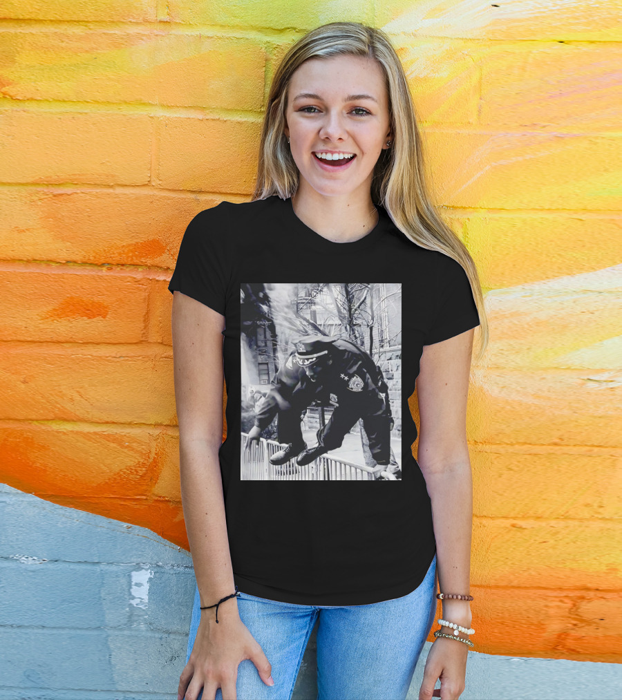Chief Aaron Edwards American Hero Police Officer Jumping Fence T-Shirt