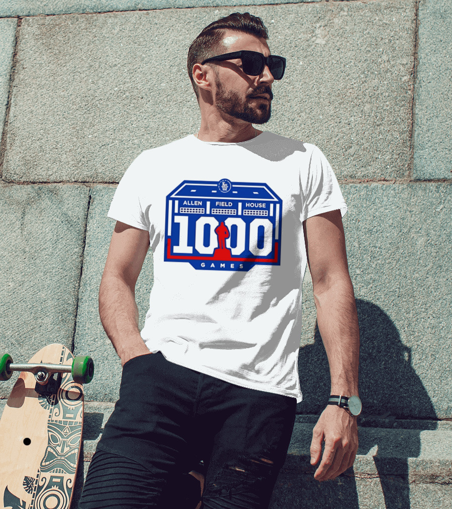 Kansas Jayhawks Allen Fieldhouse 1000 Games Celebration T-Shirt