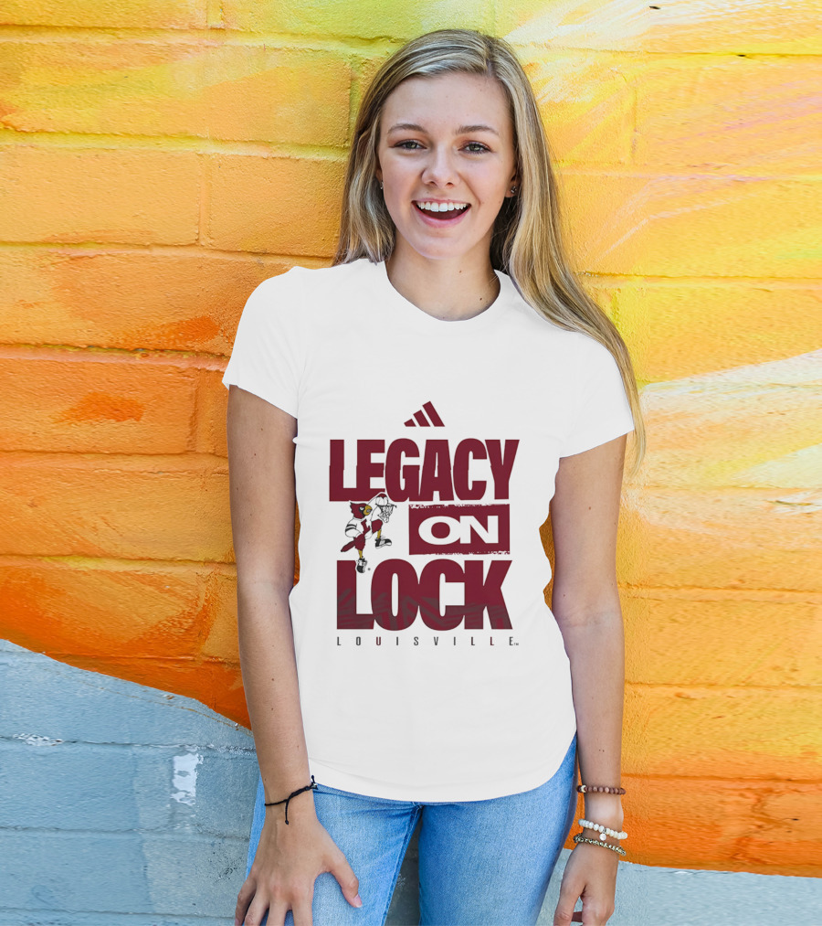 Louisville Cardinals Legacy On Lock Adidas Basketball T-Shirt