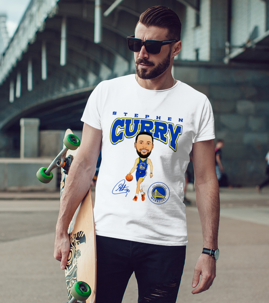 Stephen Curry Golden State Warriors Hardwood Comic Player Signature T-Shirt