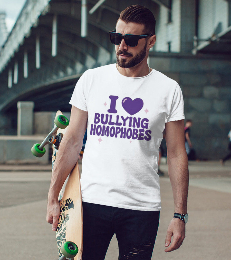 I Love Bullying Homophobes Heart Design With Sparkles T-Shirt