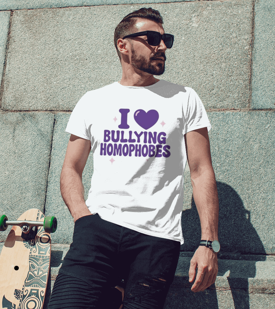 I Love Bullying Homophobes Heart Design With Sparkles T-Shirt
