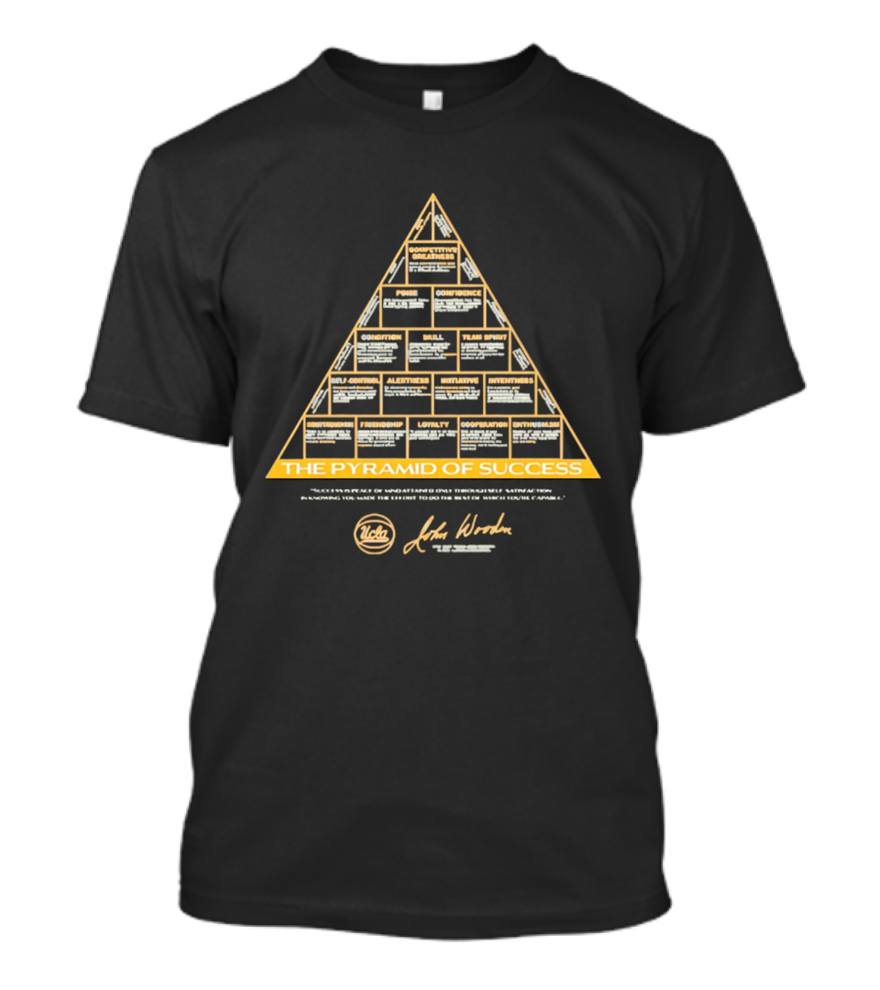 UCLA John Wooden The Pyramid Of Success Team Spirit Poise Confidence Loyalty Cooperation Initiative T-Shirt
