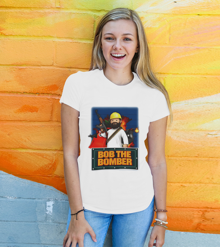 Bob The Bomber Cartoon Character With Gun And Explosives T-Shirt
