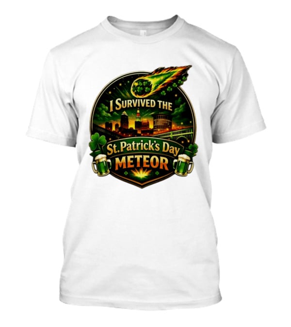 I Survived The St. Patrick's Day Meteor With Clover And Beer S T-Shirt