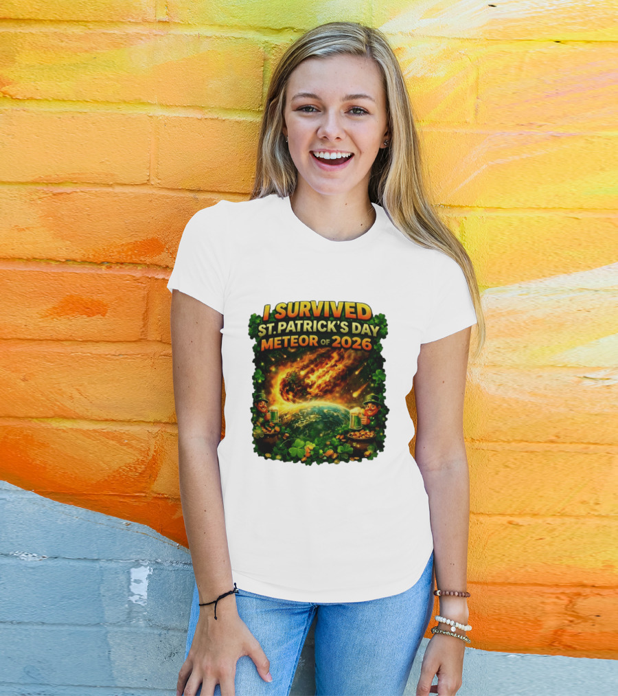 I Survived St. Patrick's Day Meteor Of 2026 Leprechaun Shamrock Adventure T-Shirt