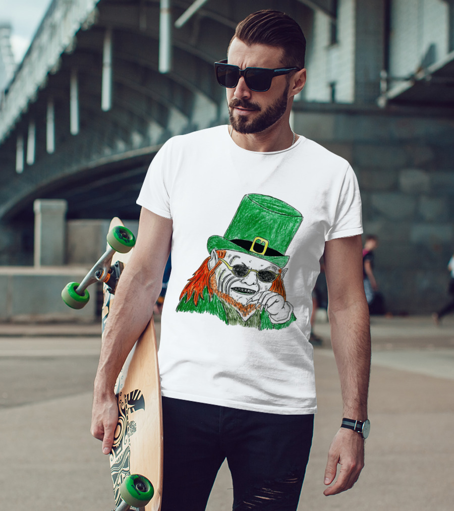 Leprechaun In The Hood Green Hat Sunglasses Red Hair T-Shirt