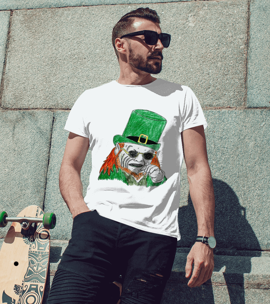 Leprechaun In The Hood Green Hat Sunglasses Red Hair T-Shirt