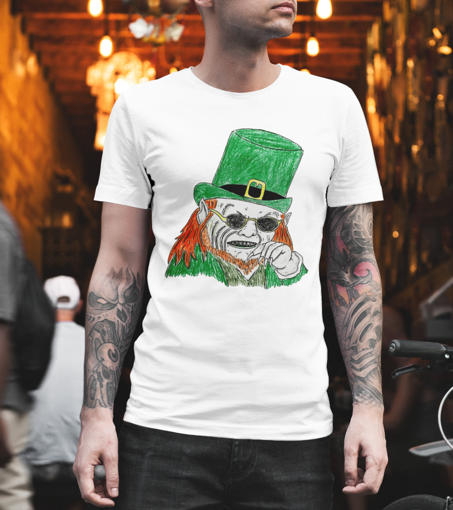 Leprechaun in the Hood Green Hat Sunglasses Red Hair T-Shirt
