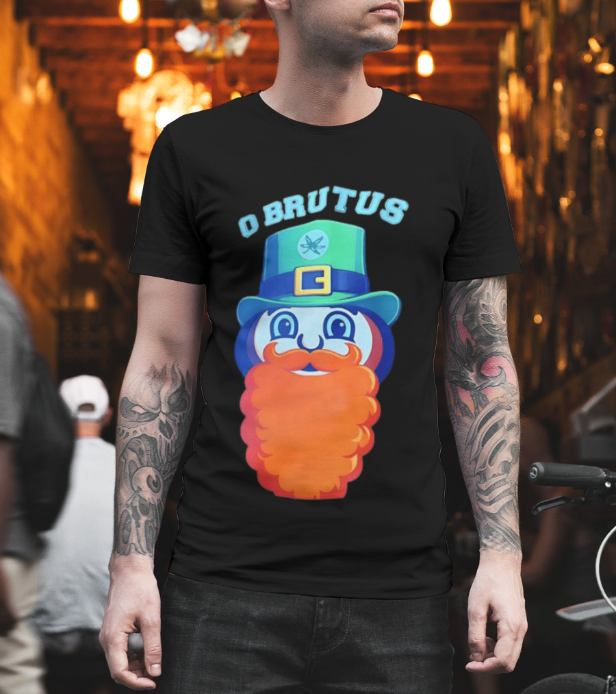 Ohio State Buckeyes O Brutus Leprechaun Hat and Beard T-Shirt
