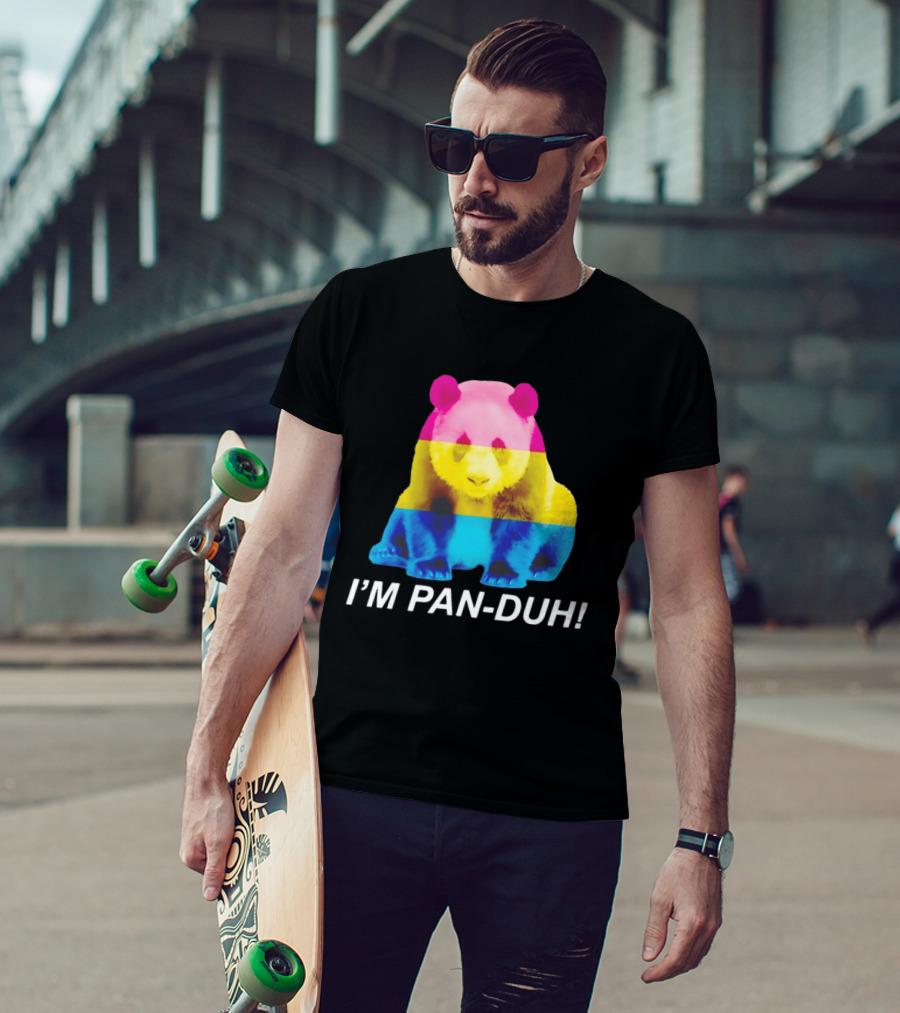 Panda I'm Pan Duh With Pan Flag Colors Panda T-Shirt