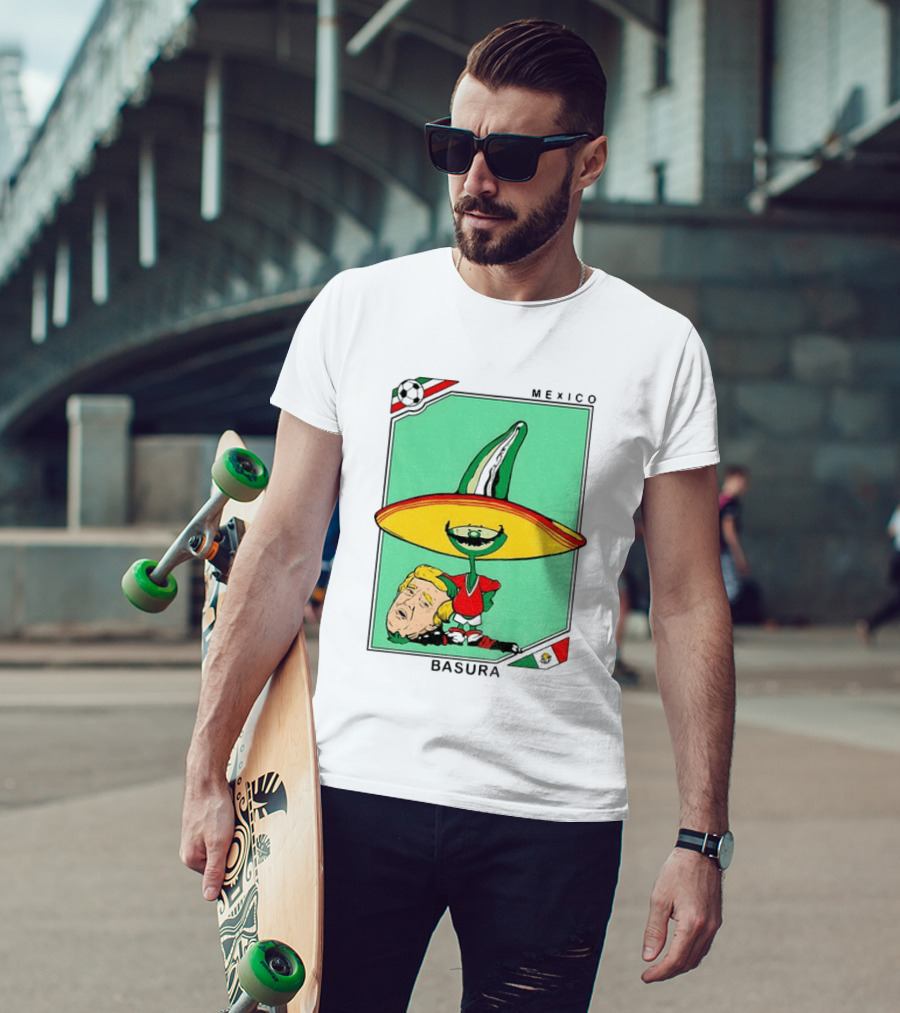 Mexico Basura Trump Football Flag T-Shirt