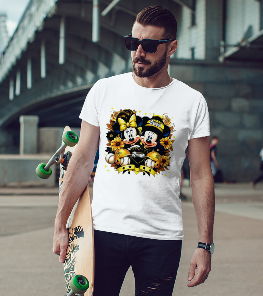 Mickey And Minnie Disney X Savannah Bananas Baseball Collaboration Floral T-Shirt