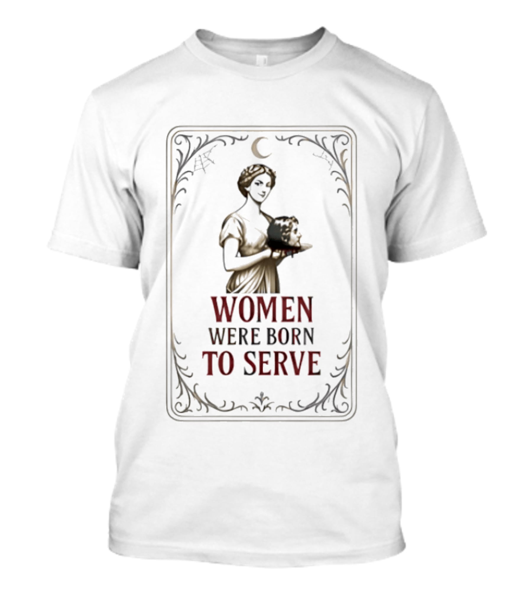 Women Were Born To Serve Vintage Skeleton Maid Gothic T-Shirt