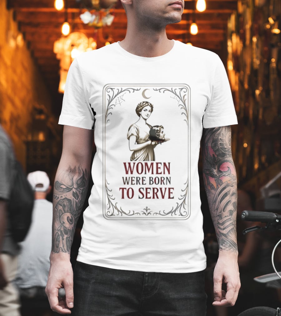 Women Were Born To Serve Vintage Skeleton Maid Gothic T-Shirt