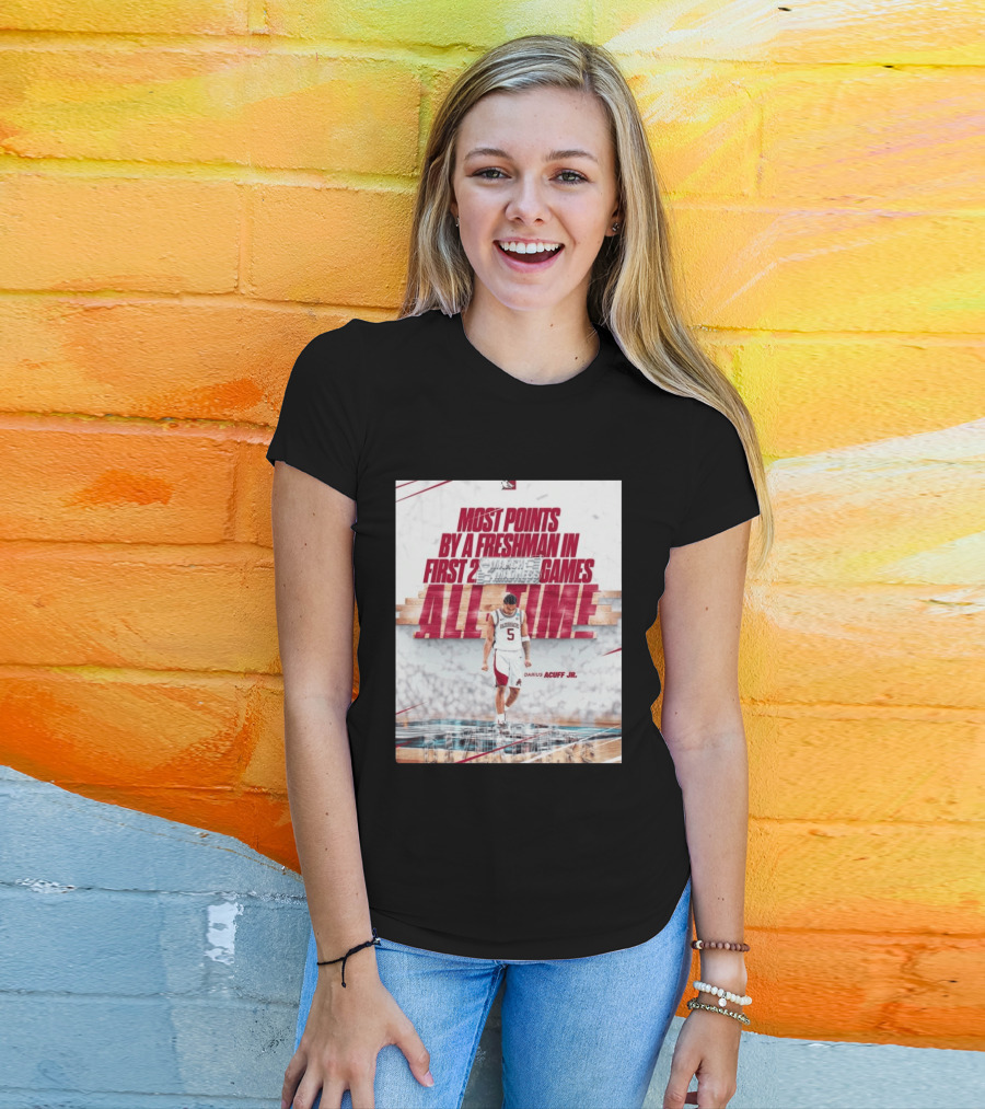 Darius Acuff Jr Most Points By A Freshman March Madness 2026 Arkansas Razorbacks Basketball T-Shirt