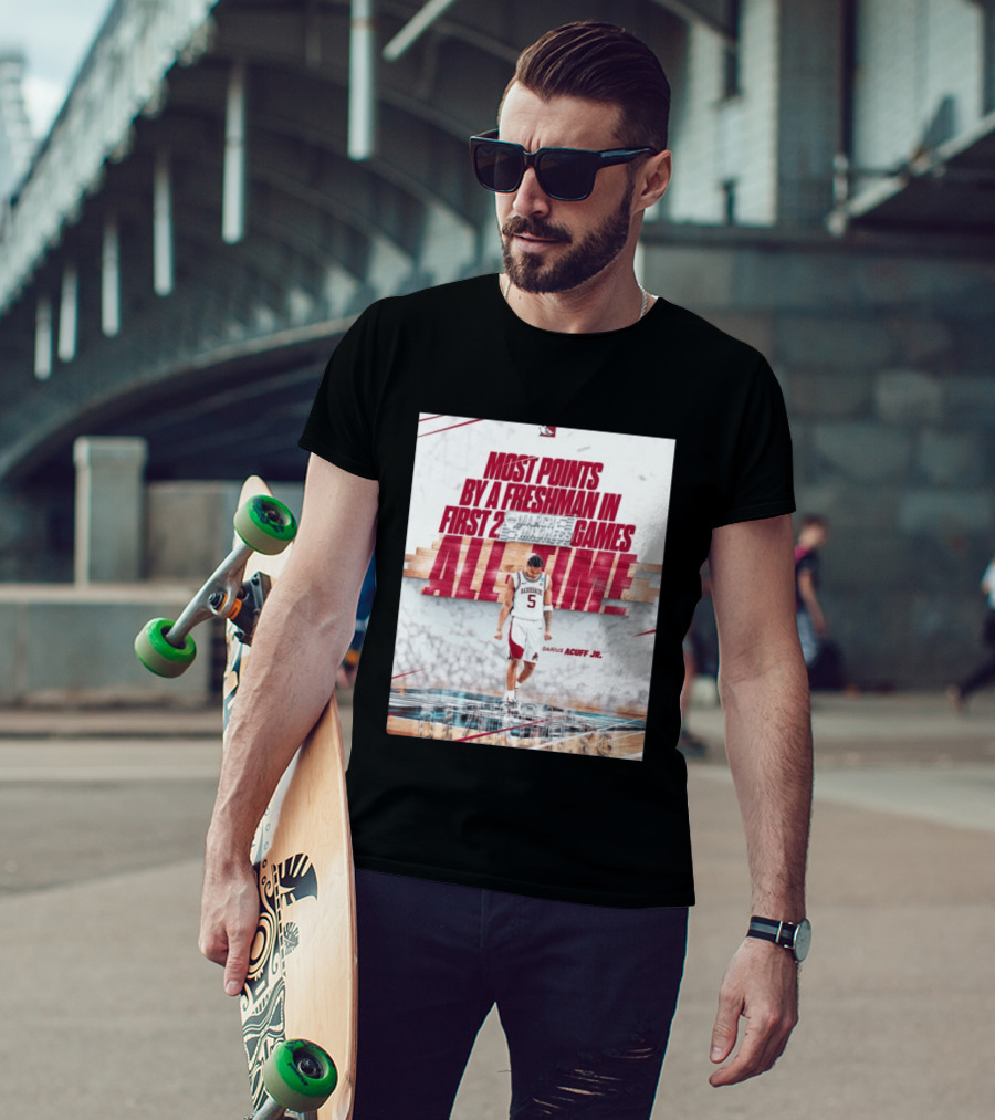 Darius Acuff Jr Most Points By A Freshman March Madness 2026 Arkansas Razorbacks Basketball T-Shirt