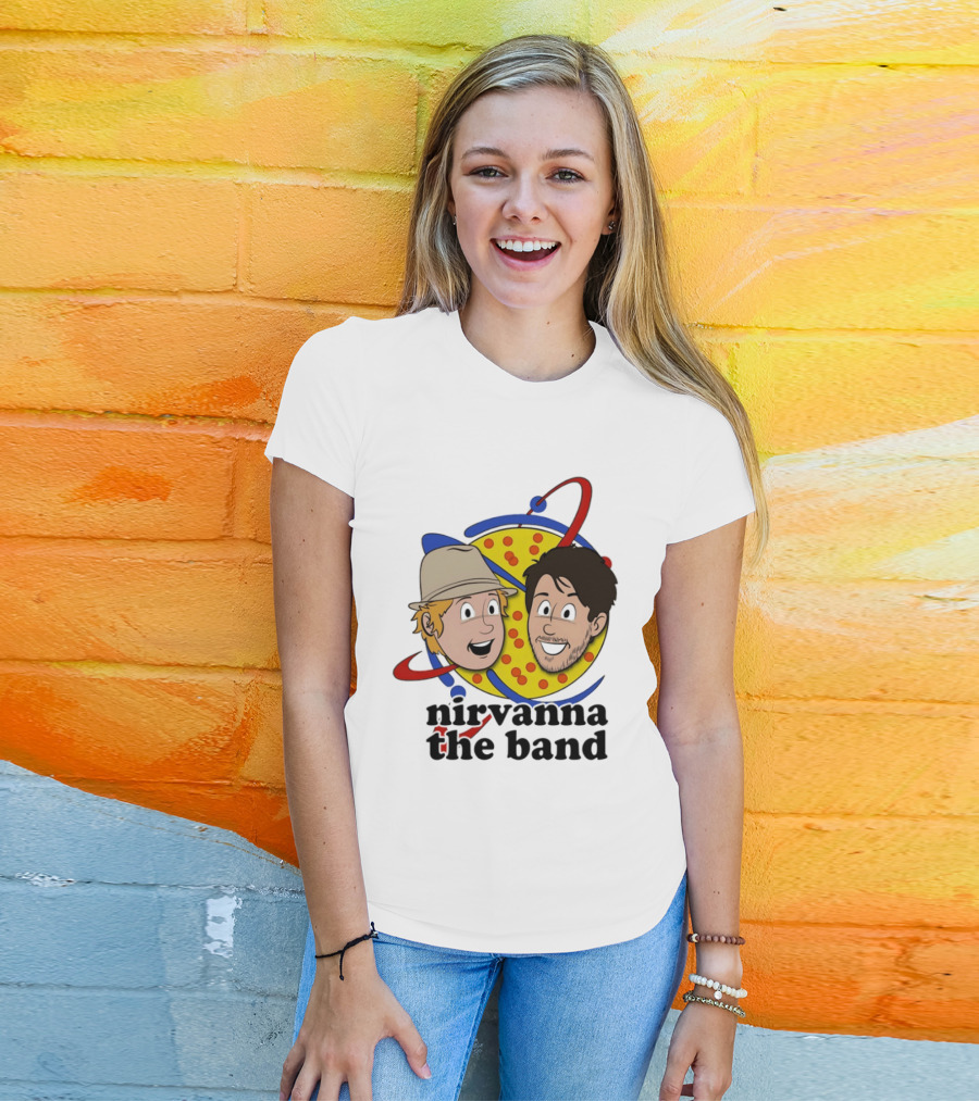 Nirvanna The Band Cartoon Characters With Animated Planetary T-Shirt