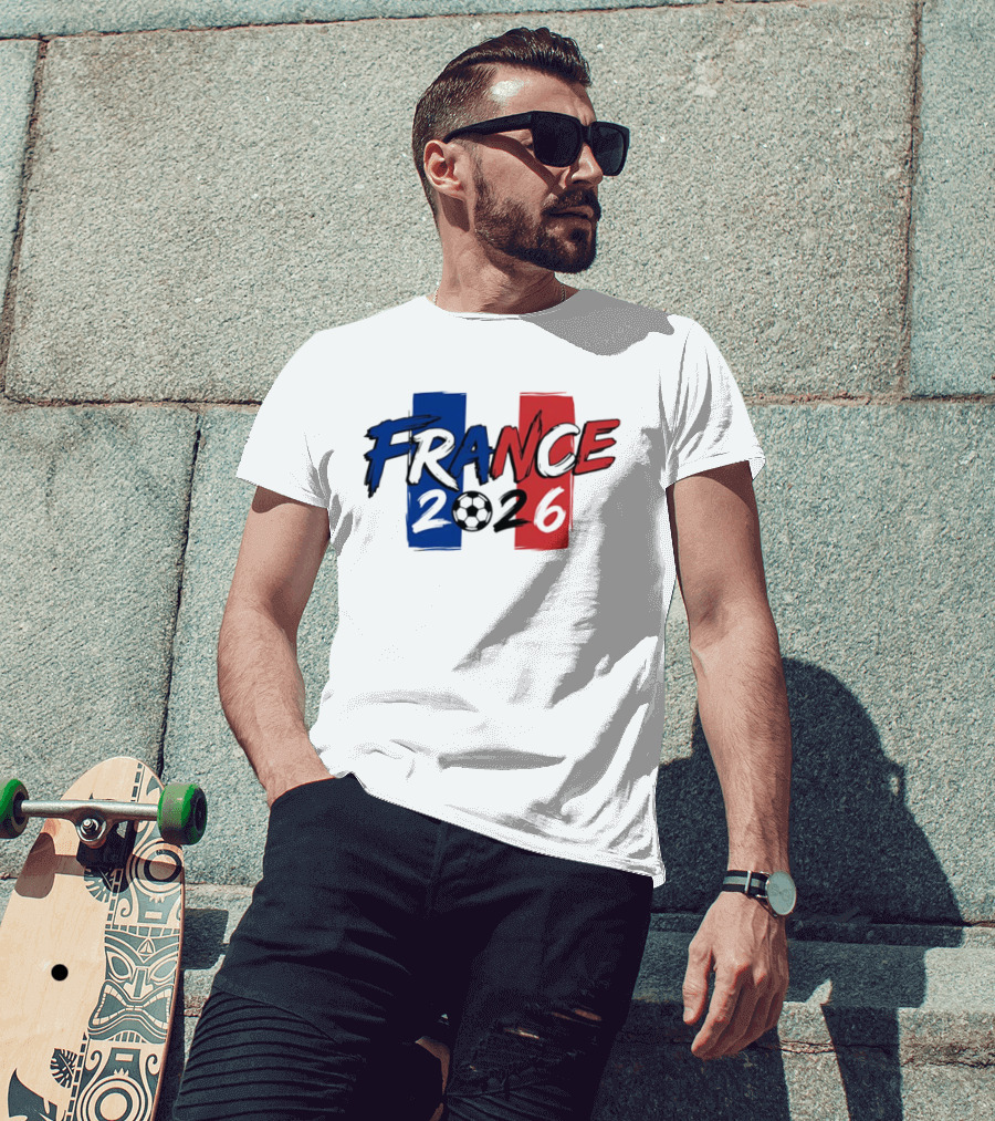 France 2026 Soccer World Cup Blue Red T-Shirt