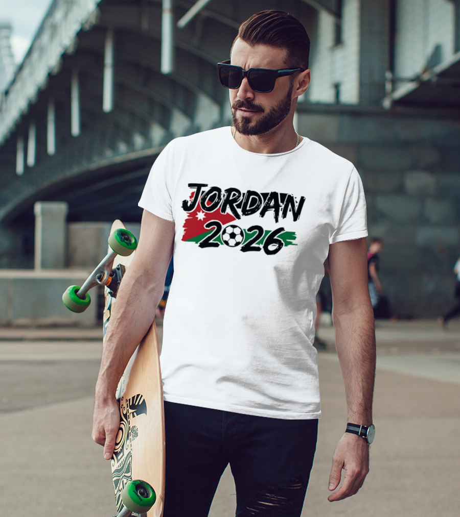 Jordan 2026 World Cup Soccer Team Flag Map Football T-Shirt