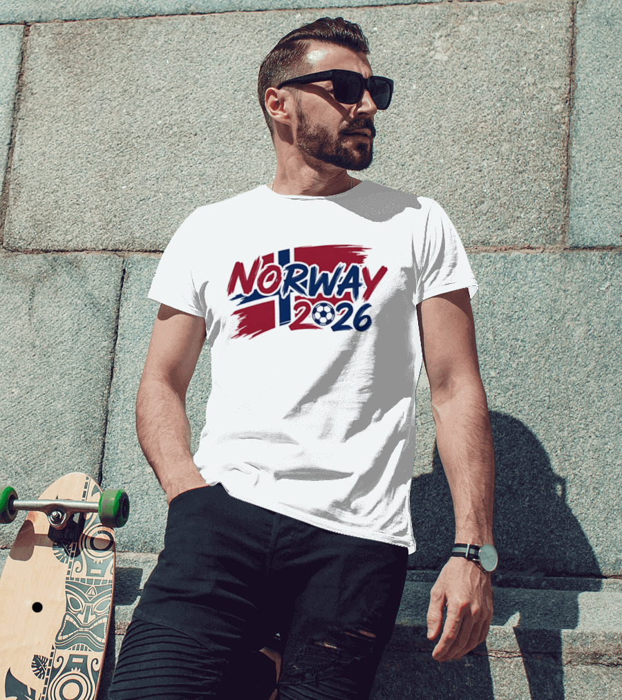 Norway 2026 Soccer National Team Flag Style Soccer Ball T-Shirt