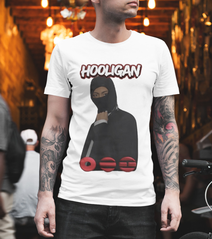 Hooligan Masked Style with BTS Concert Red Accents T-Shirt