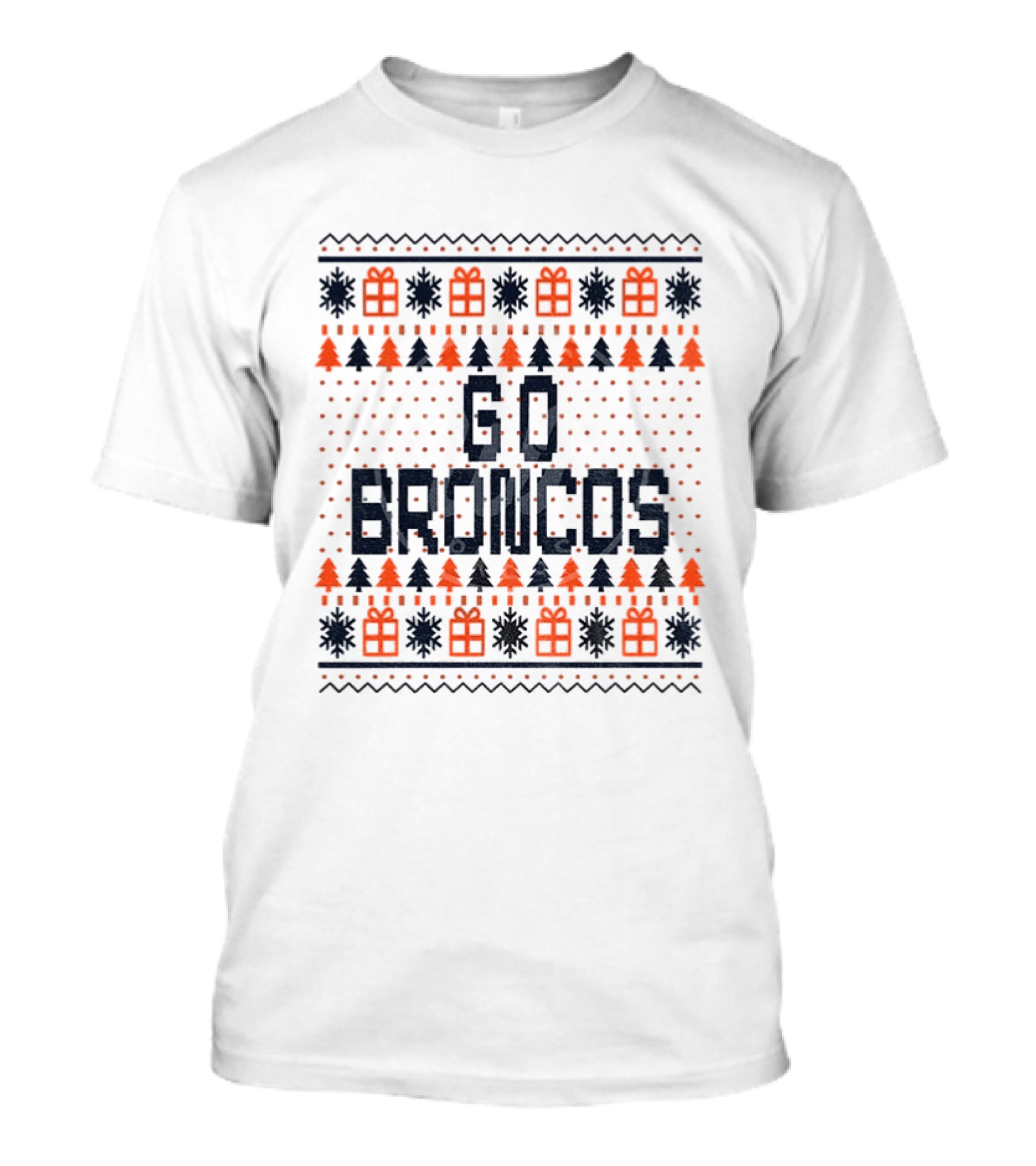 Go Broncos Denver Broncos Football Merry Christmas Festive Ugly Sweater T-Shirt