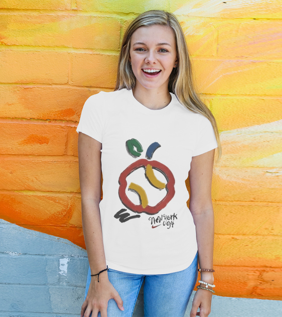 New York 94 Apple With Nike Swoosh And Abstract T-Shirt