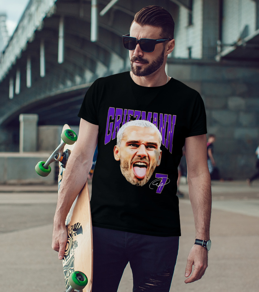 Antoine Griezmann Expression Purple Text Number 7 T-Shirt