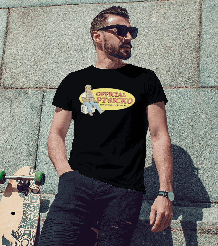 For The Dads Podcast Official PT6icko Bear Sitting On Cooler T-Shirt