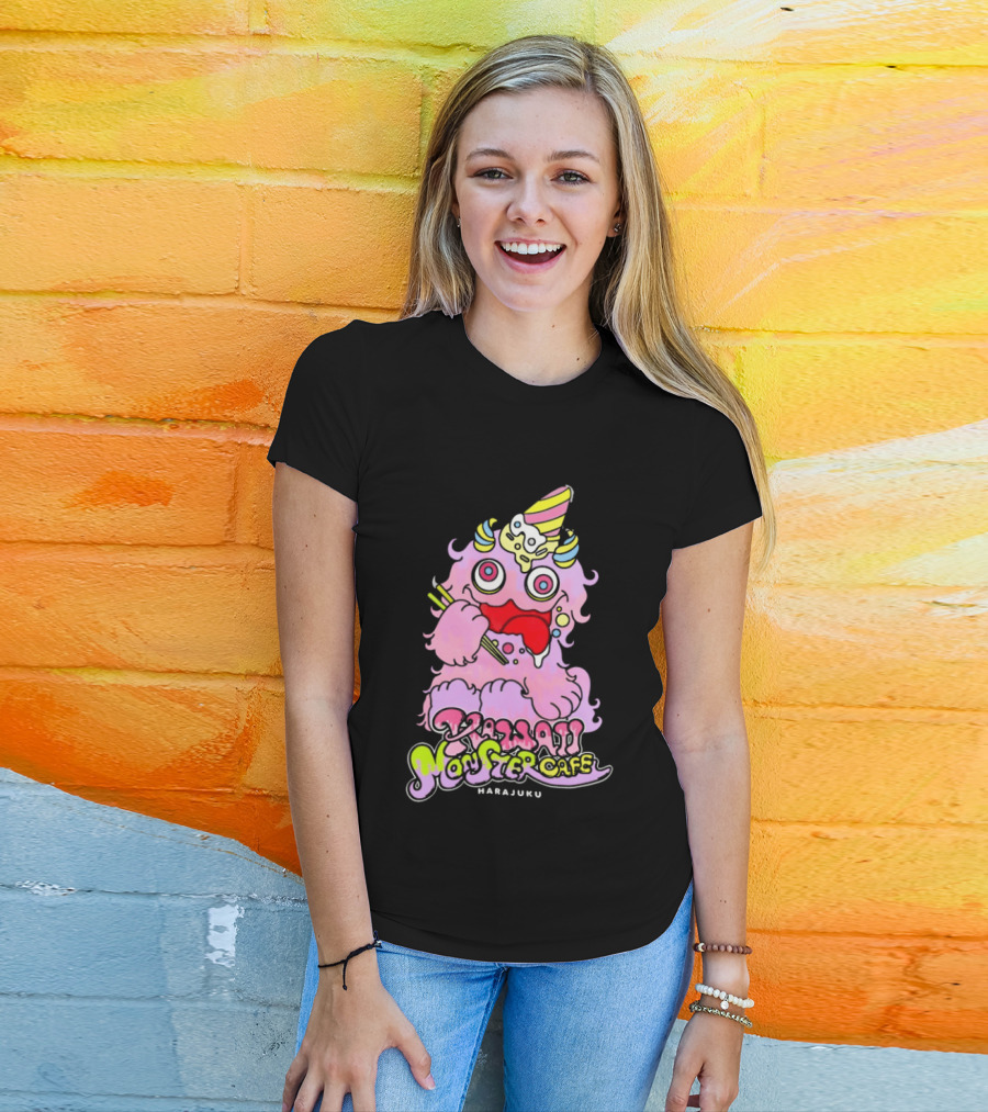 Kawaii Monster Cafe Harajuku Pink Fluffy Creature Fun T-Shirt