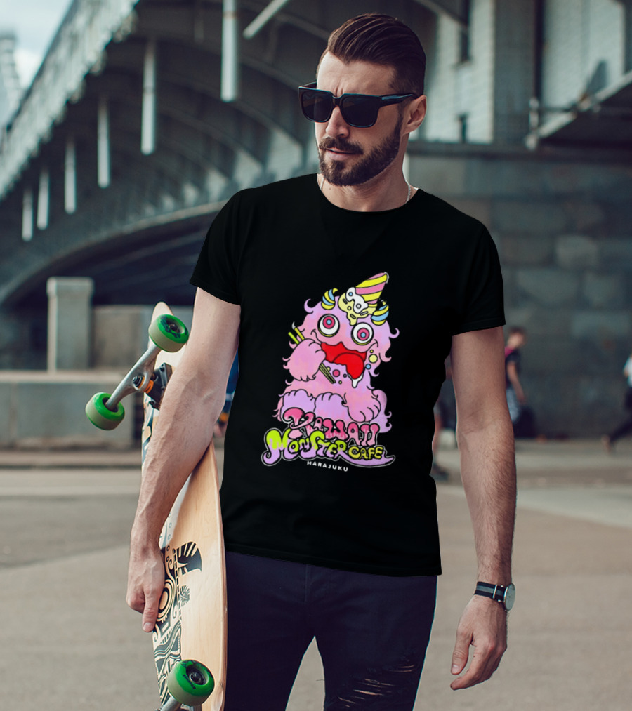 Kawaii Monster Cafe Harajuku Pink Fluffy Creature Fun T-Shirt