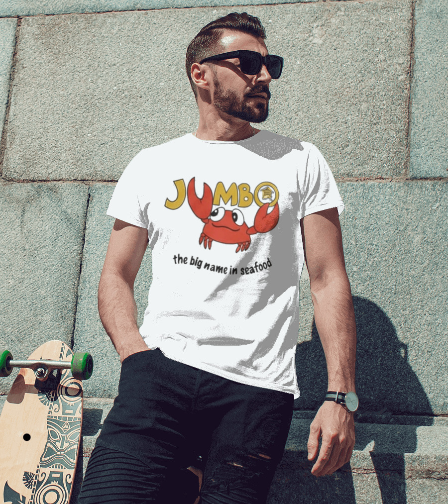 Jumbo The Big Name In Seafood Red Crab Cartoon T-Shirt