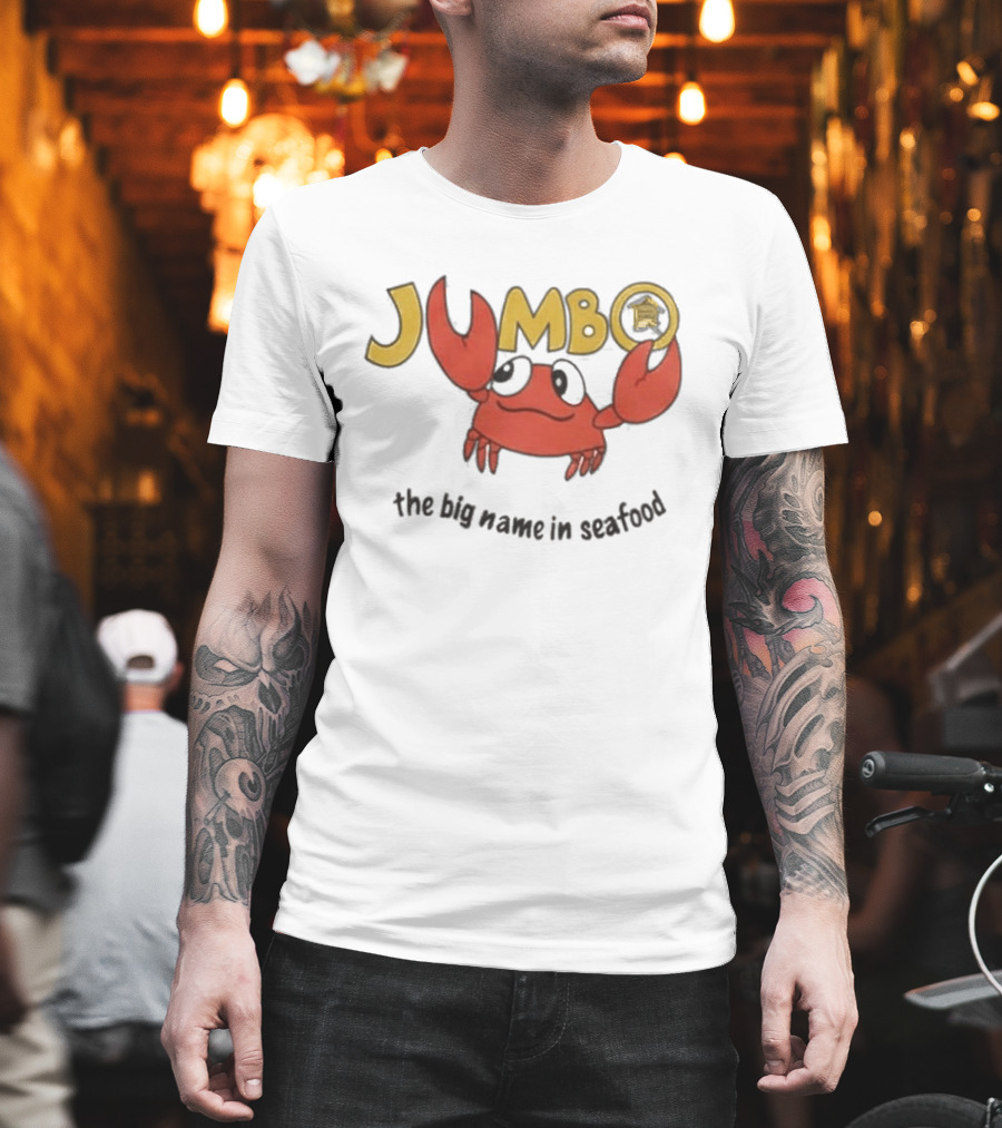 Jumbo The Big Name In Seafood Red Crab Cartoon T-Shirt