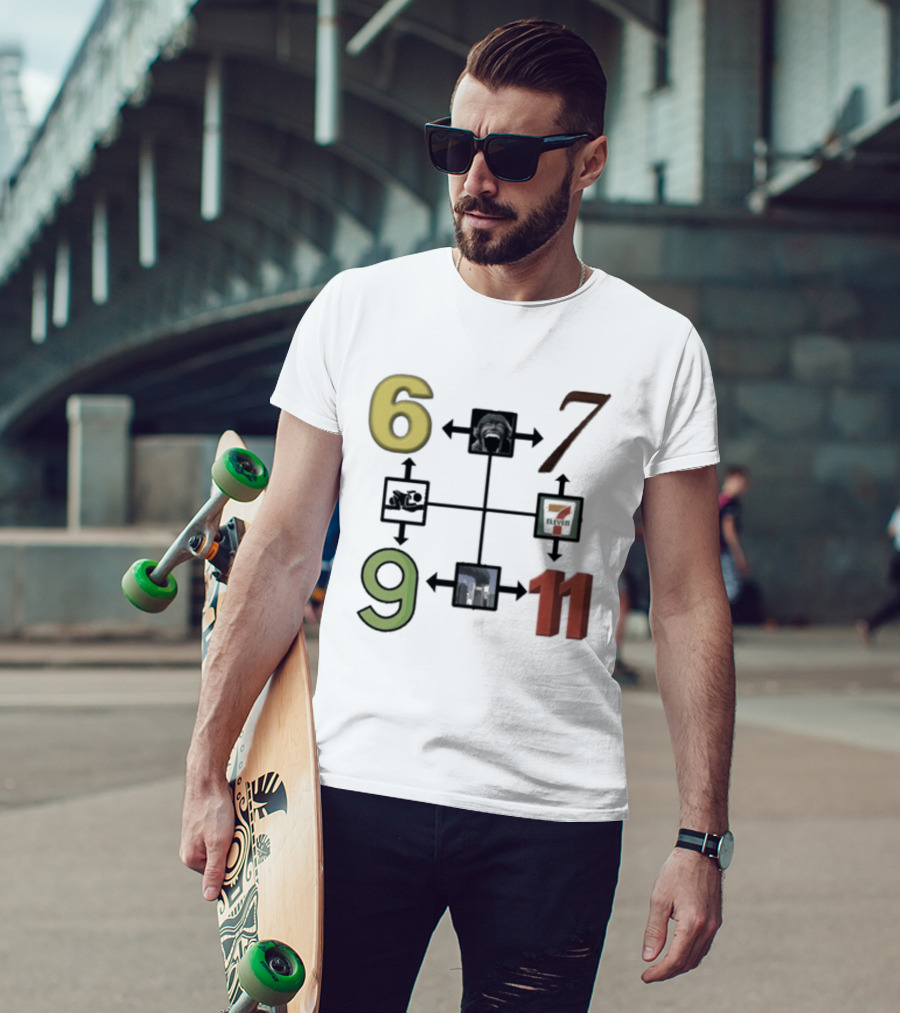 Six Seven Nine Eleven Numbers With Arrows T-Shirt