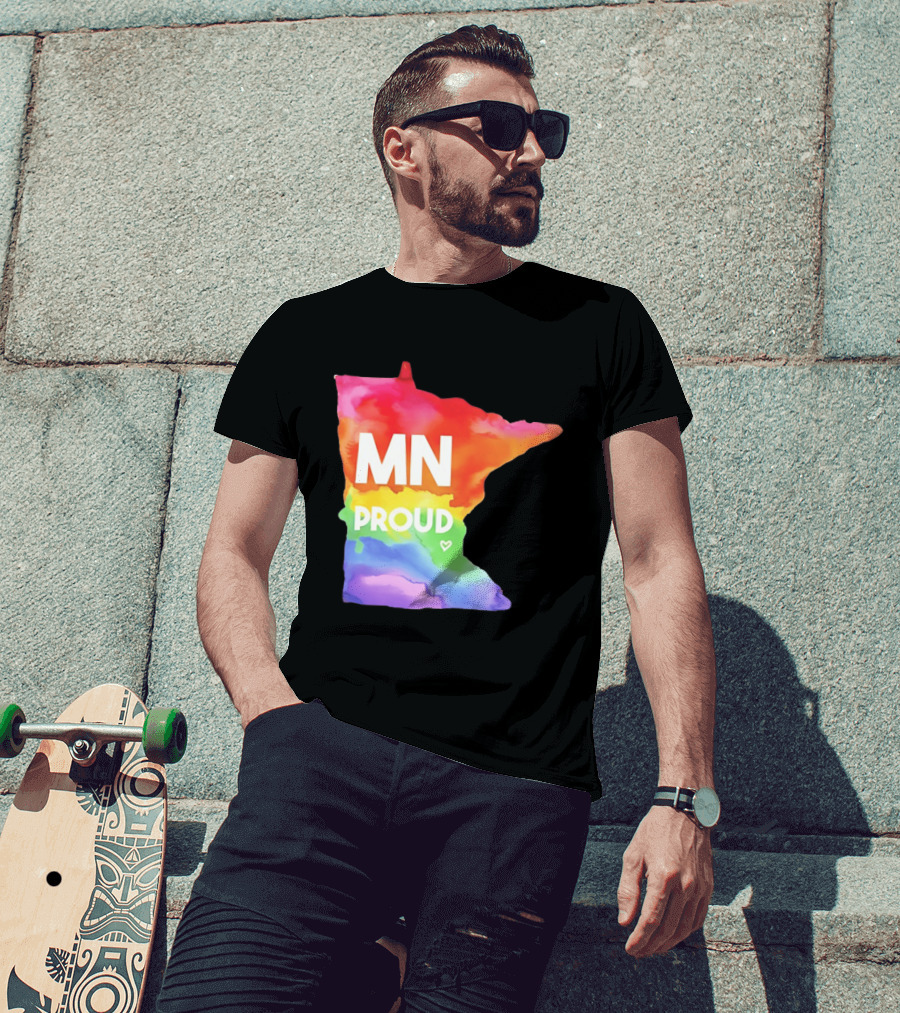 MN Proud Rainbow Heart Minnesota Map T-Shirt
