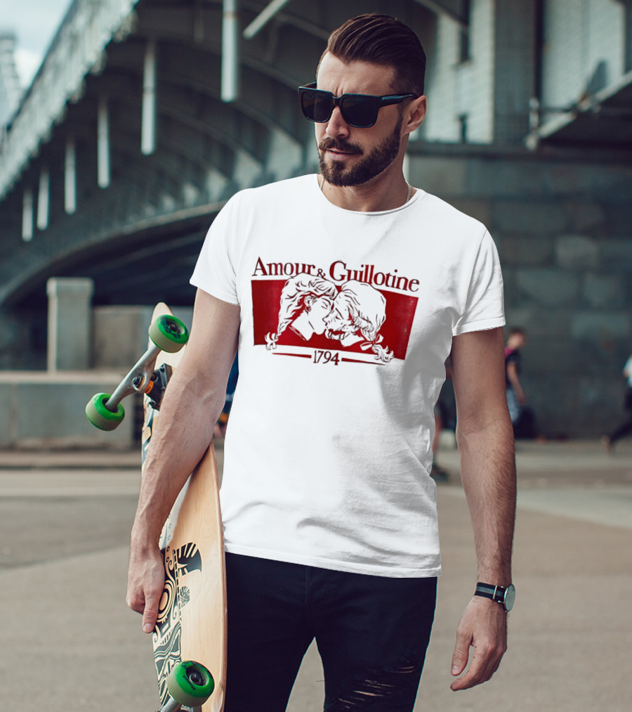 Amour And Guillotine 1794 Romantic Revolution Embrace T-Shirt