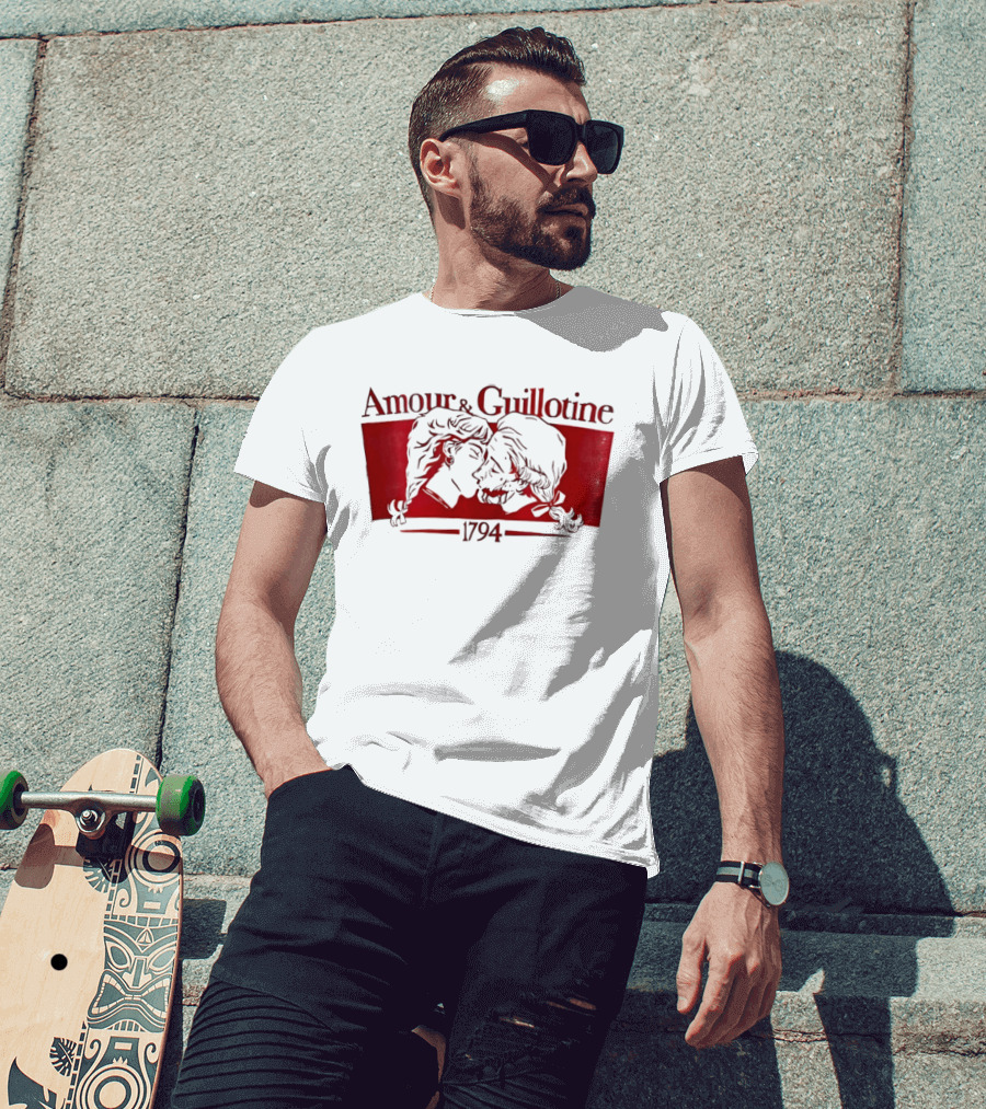 Amour And Guillotine 1794 Romantic Revolution Embrace T-Shirt