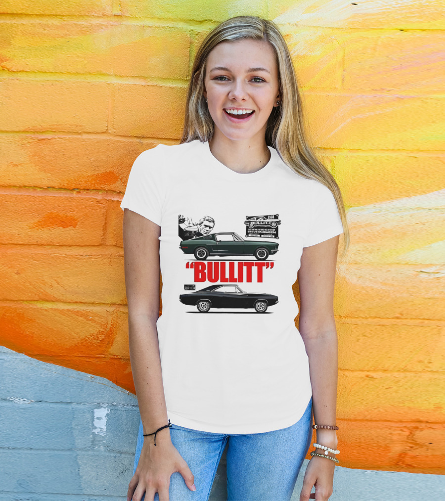Bullitt 1968 Frank Bullitt Ford Mustang GT Green Highland Dodge Charger T-Shirt