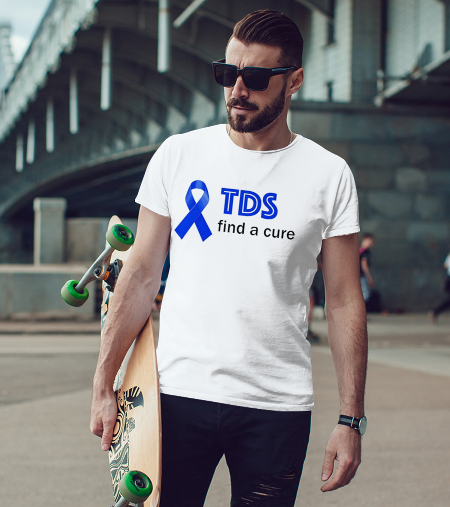 TDS Find A Cure Blue Ribbon Awareness T-Shirt