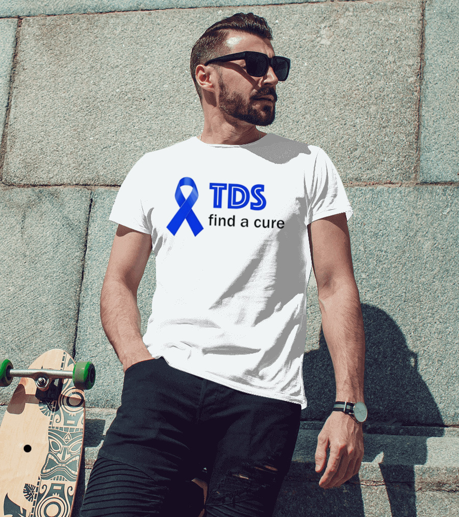 TDS Find A Cure Blue Ribbon Awareness T-Shirt