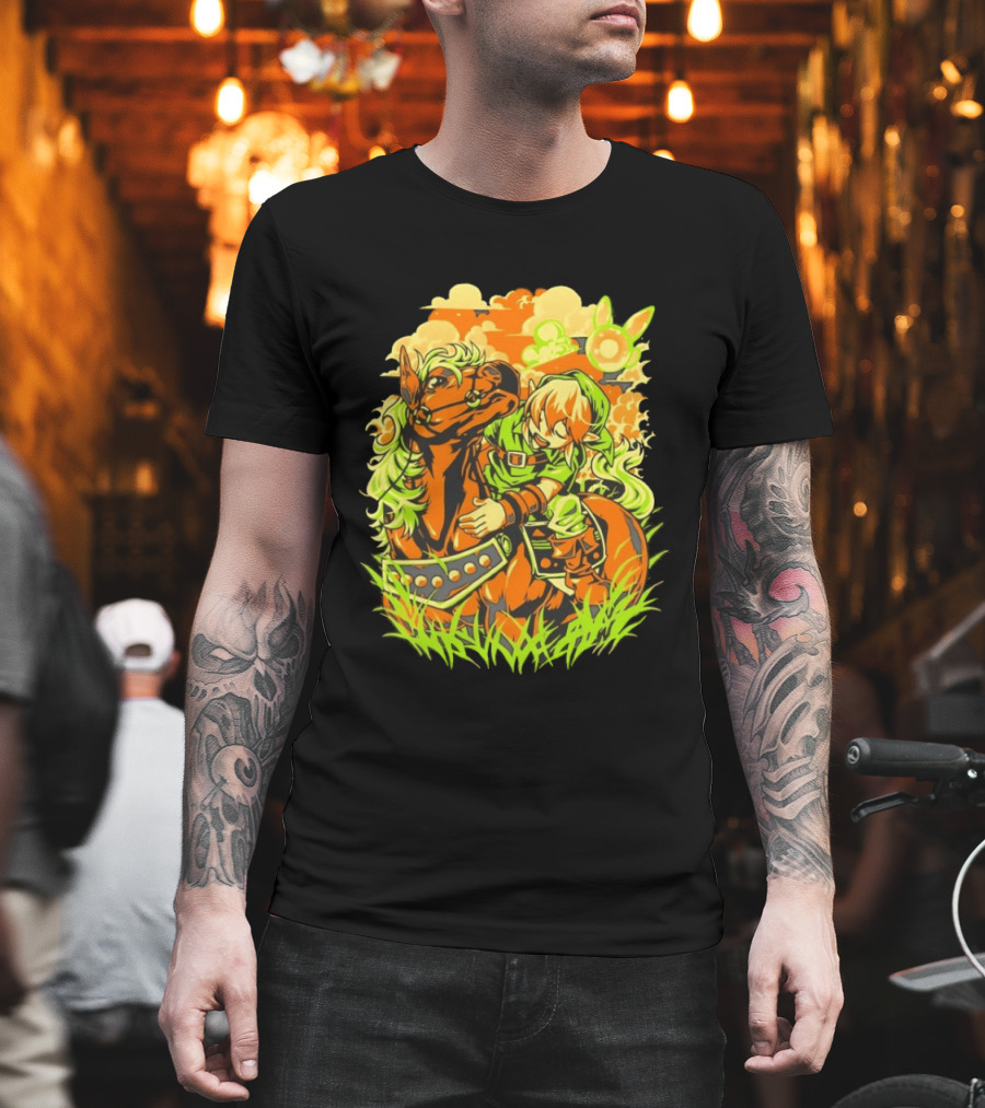 Link Epona Navi Fields Retro Gaming Adventure Fantasy T-Shirt