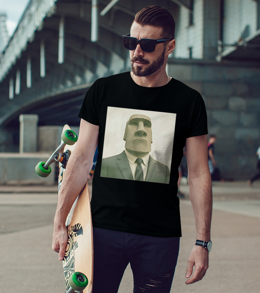 Moai Statue Wearing Business Suit T-Shirt