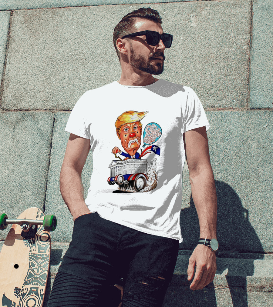 Clown Car One Cartoon Trump White House Sátira Política Divertida T-Shirt