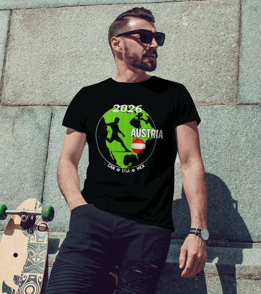 Austria Football 2026 CAN USA MEX World Cup Soccer Map T-Shirt