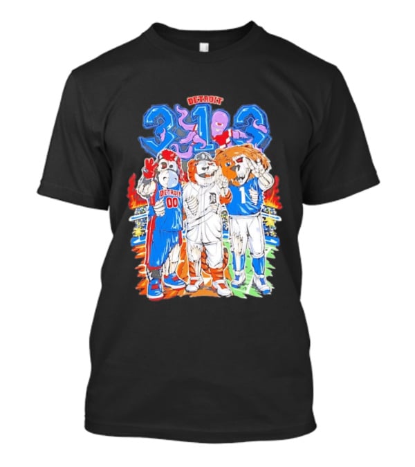 Detroit 313 Tigers Lions Pistons Sports Mascots Unity T-Shirt