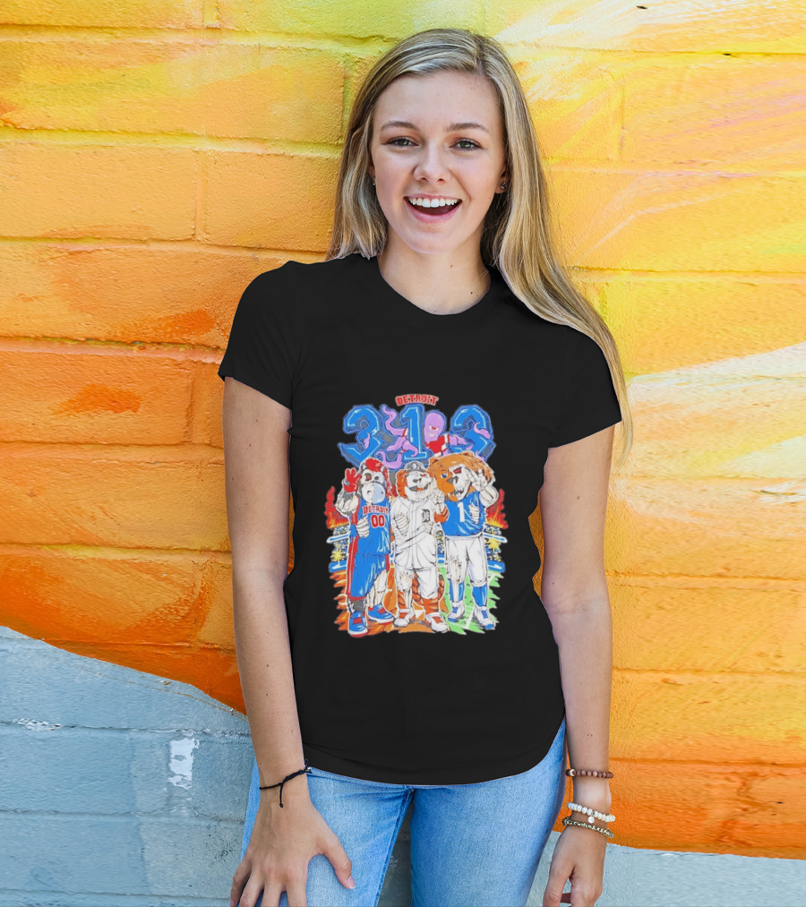 Detroit 313 Tigers Lions Pistons Sports Mascots Unity T-Shirt