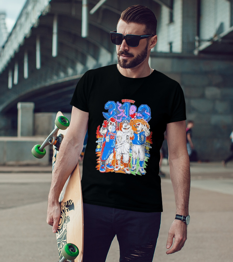 Detroit 313 Tigers Lions Pistons Sports Mascots Unity T-Shirt