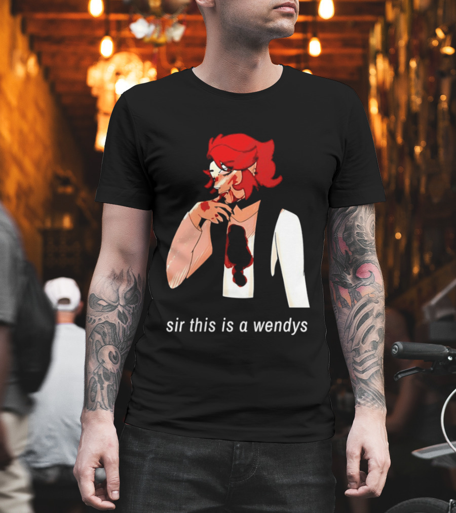 Sir This Is a Wendys Red Haired Character with White T-Shirt