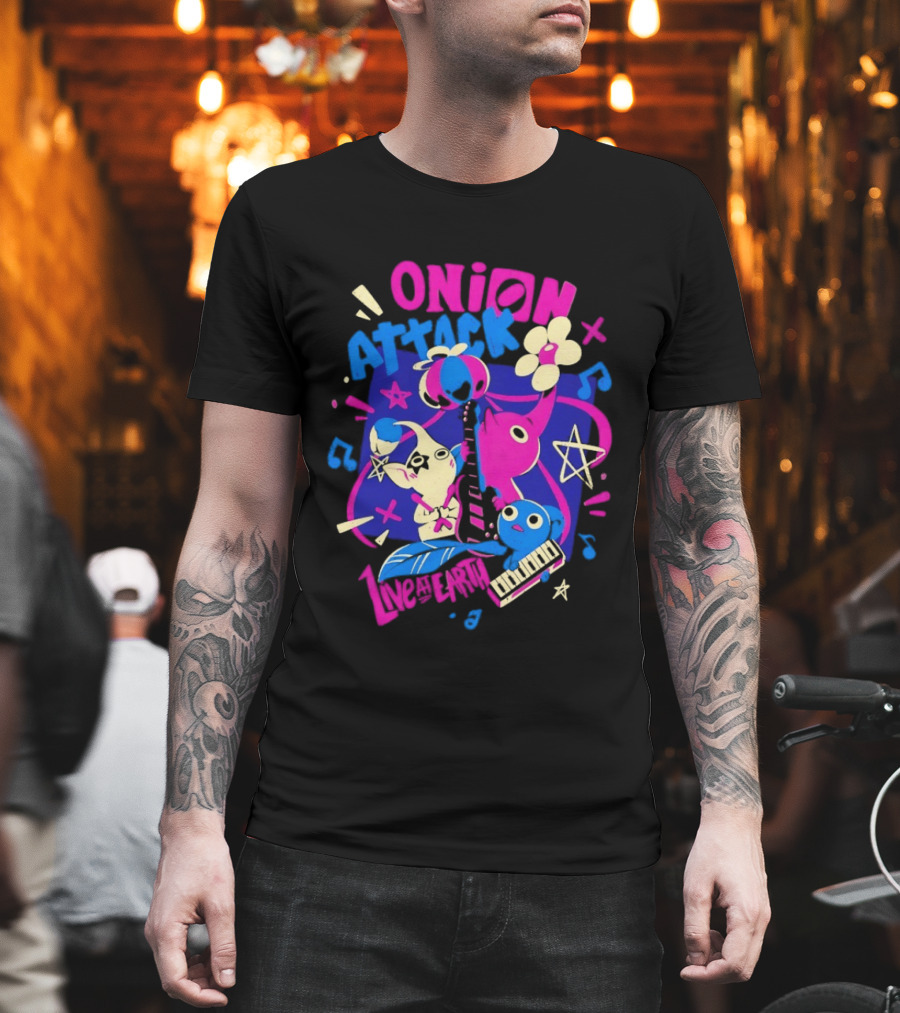 Onion Attack Live At Earth Pikmin Music Themed Concept T-Shirt